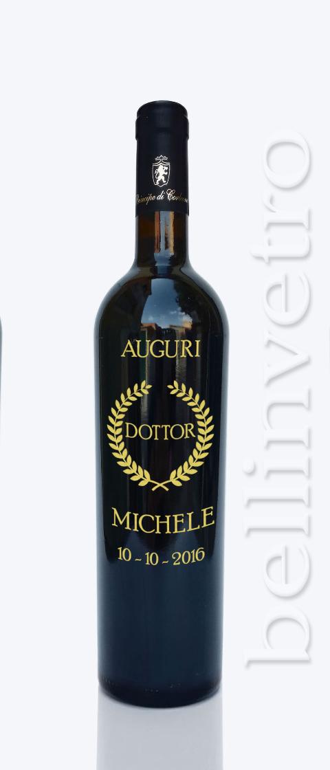 Bottiglia incisa e dipinta a mano auguri dottore VINO CANTINE PAOLINI 39