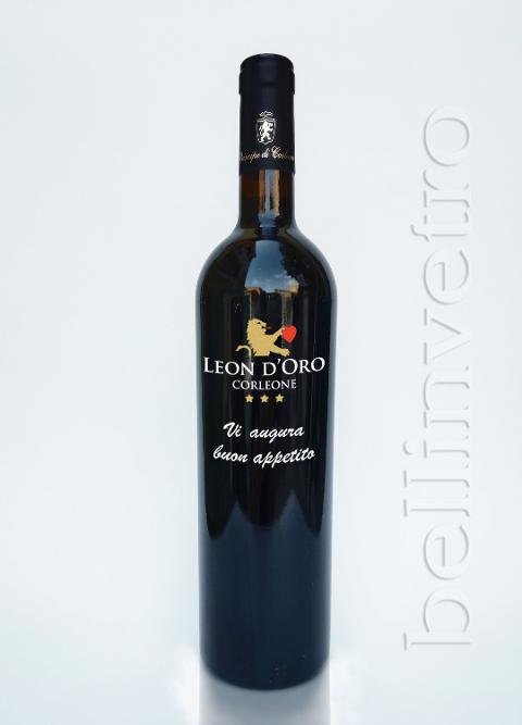 Bottiglia incisa e dipinta a mano regalo aziendale VINO PERLA 185