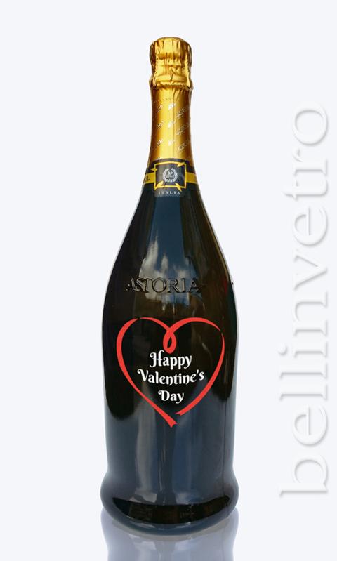 Bottiglia  incisa e dipinta a mano san valentino ASTORIA IT'S LOUNGE TIME 68