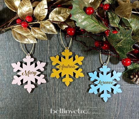 Fiocco di neve personalizzata in legno colorato o in finitura legno BELLINVETRO VR 354
