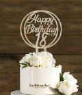 Topper cake happy birthday 18 - cerchi con testo interno -  fl 08 in legno BELLINVETRO VR 264