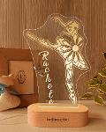 Lampada LED in plexiglass | NIGHT LIGHT | ballerina con fiori con base in legno BELLINVETRO VR 375