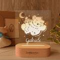 Lampada LED in plexiglass | NIGHT LIGHT | orsetto e nuvola con base in legno BELLINVETRO VR 363