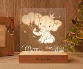 Lampada LED in plexiglass | NIGHT LIGHT | elefantino e palloncino con base in legno BELLINVETRO VR 398