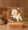 Lampada LED in plexiglass | NIGHT LIGHT | unicorno con base in legno BELLINVETRO VR 399