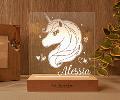 Lampada LED in plexiglass | NIGHT LIGHT | unicorno con base in legno BELLINVETRO VR 400