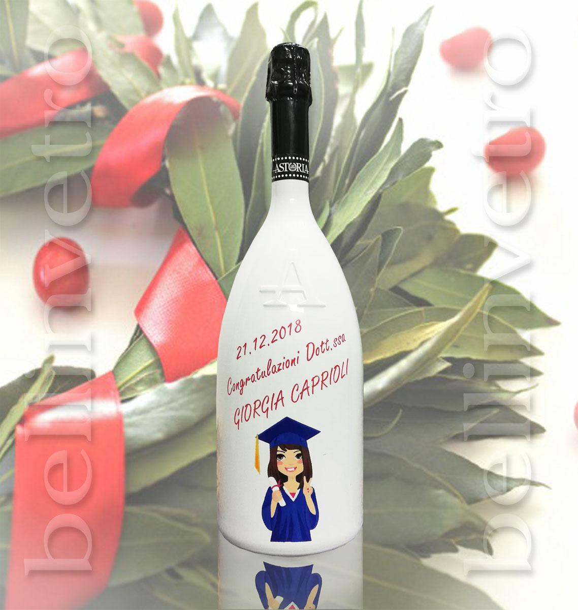 Bottiglia prosecco bianca laurea con stampa bot 99 ASTORIA COLD