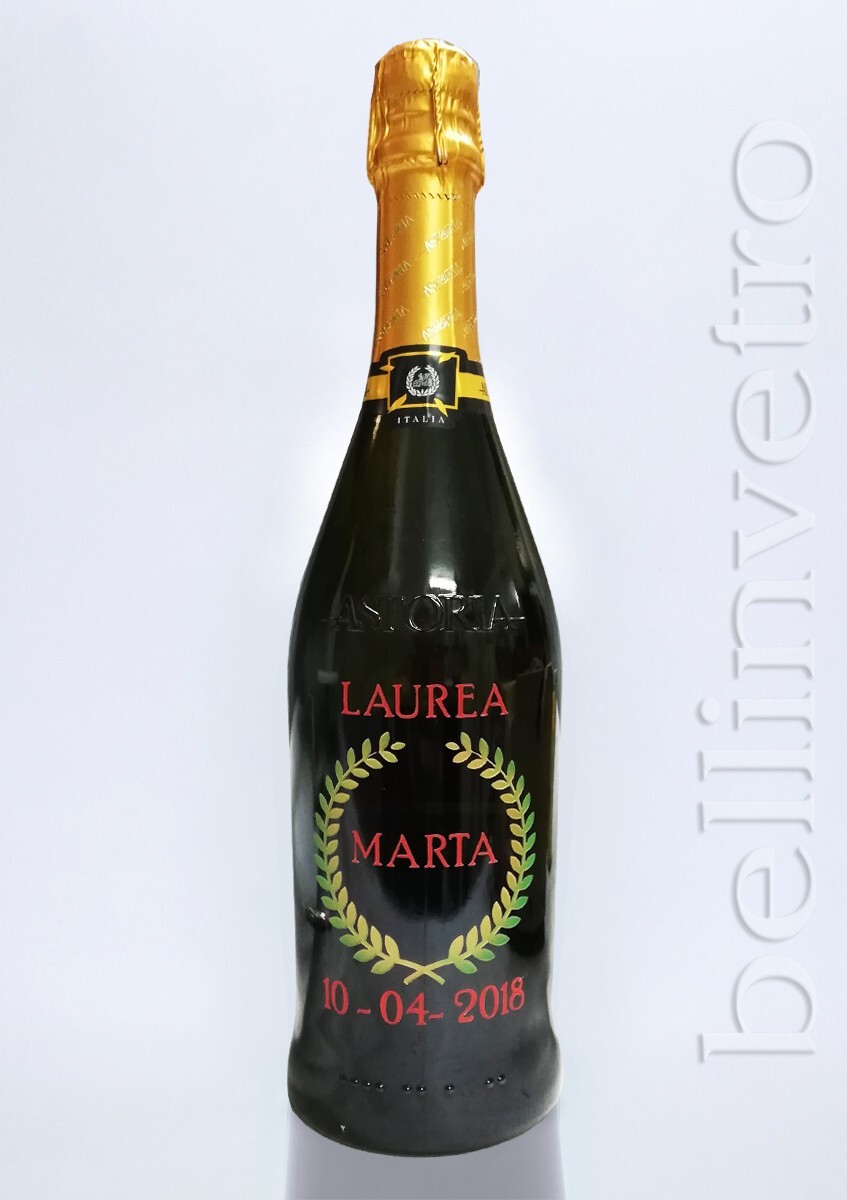 Bottiglia incisa e dipinta a mano laurea ASTORIA IT'S LOUNGE TIME BT 09