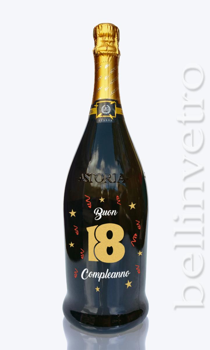 Bottiglia incisa e dipinta a mano compleanno ASTORIA IT'S LOUNGE TIME BOT  136 - Corleone (Palermo)