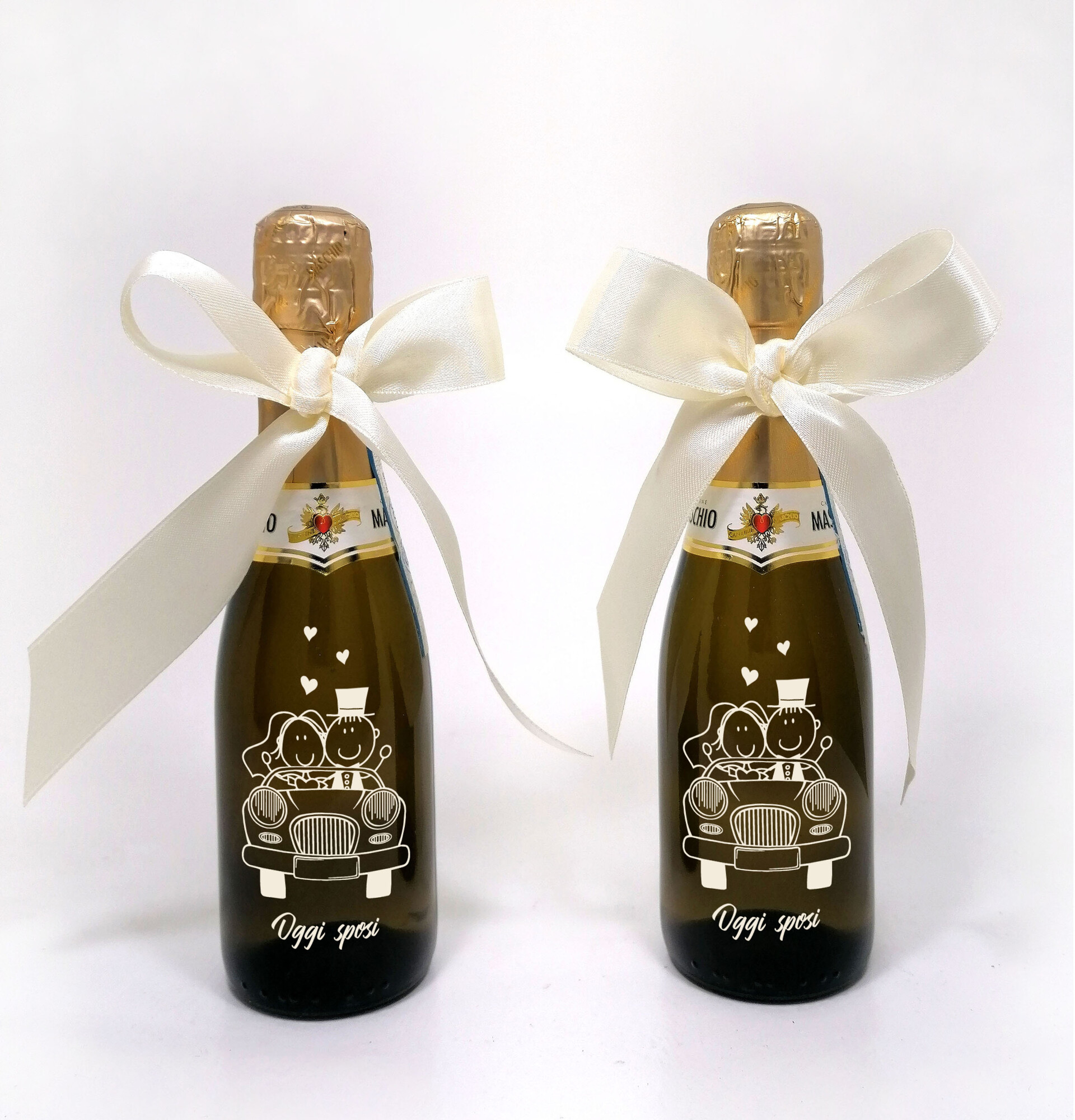Bottiglia decorata monocolore macchina sposi MASCHIO PROSECCO 200 ML DEC 34
