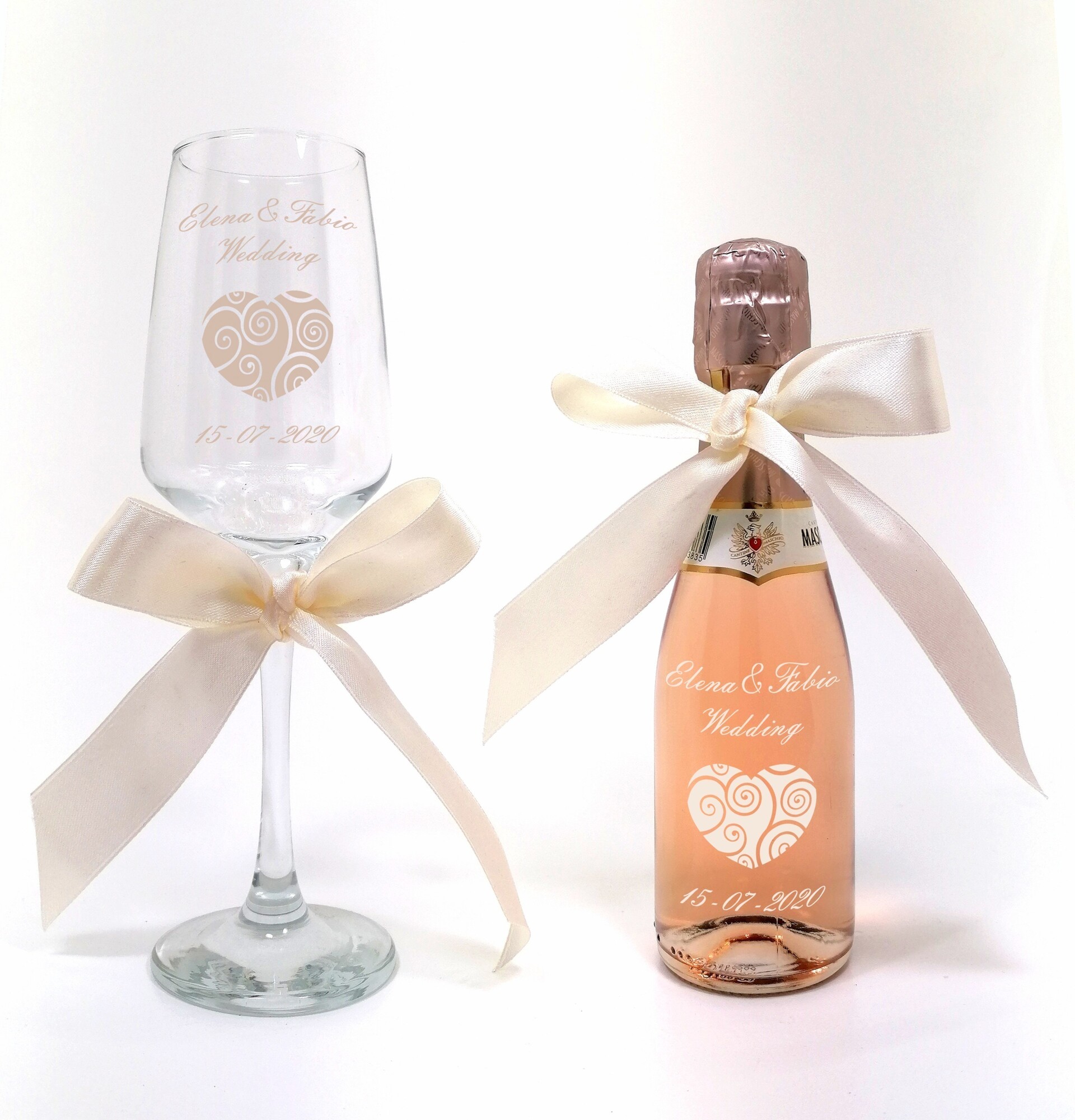 Bottiglia decorata monocolore matrimonio MASCHIO ROSE' 200 ML