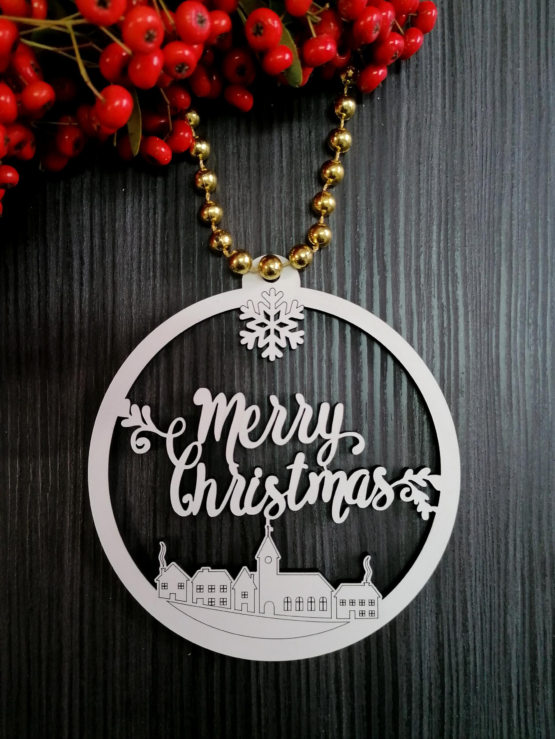 Pallina natalizia in legno merry christmas BELLINVETRO VR 65