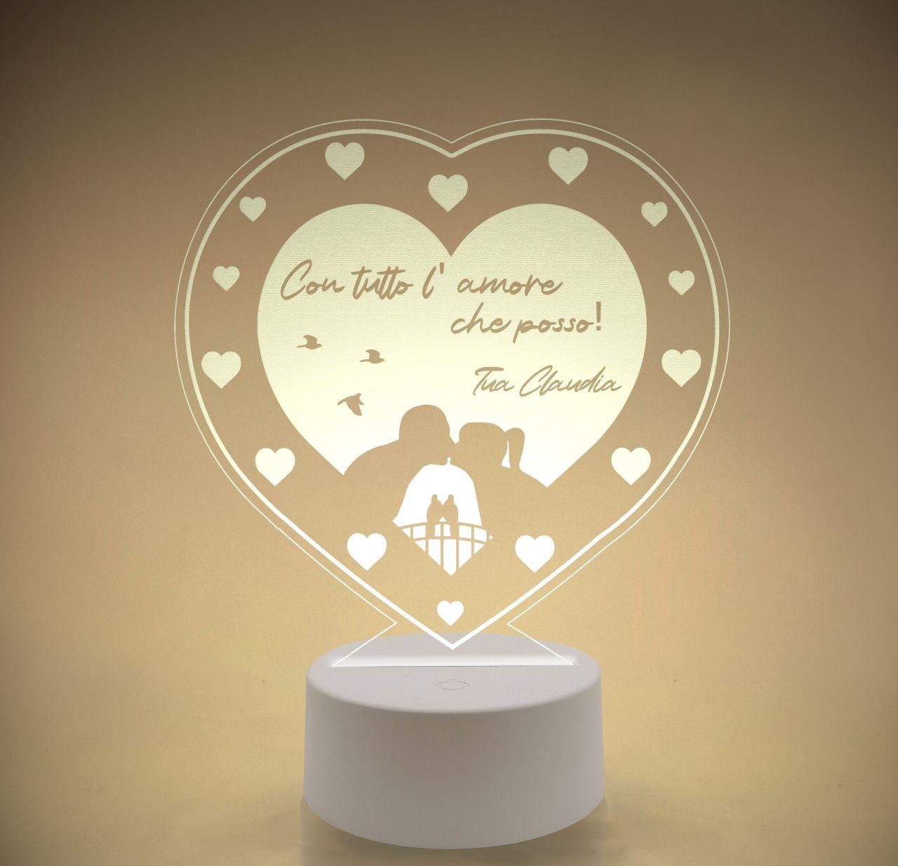 Lampada LED in plexiglass | NIGHT LIGHT | innamorati BELLINVETRO VR 47