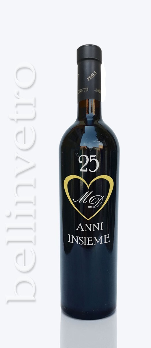 Bottiglia incisa e dipinta a mano 25 anniversario VINO CANTINE PAOLINI 51