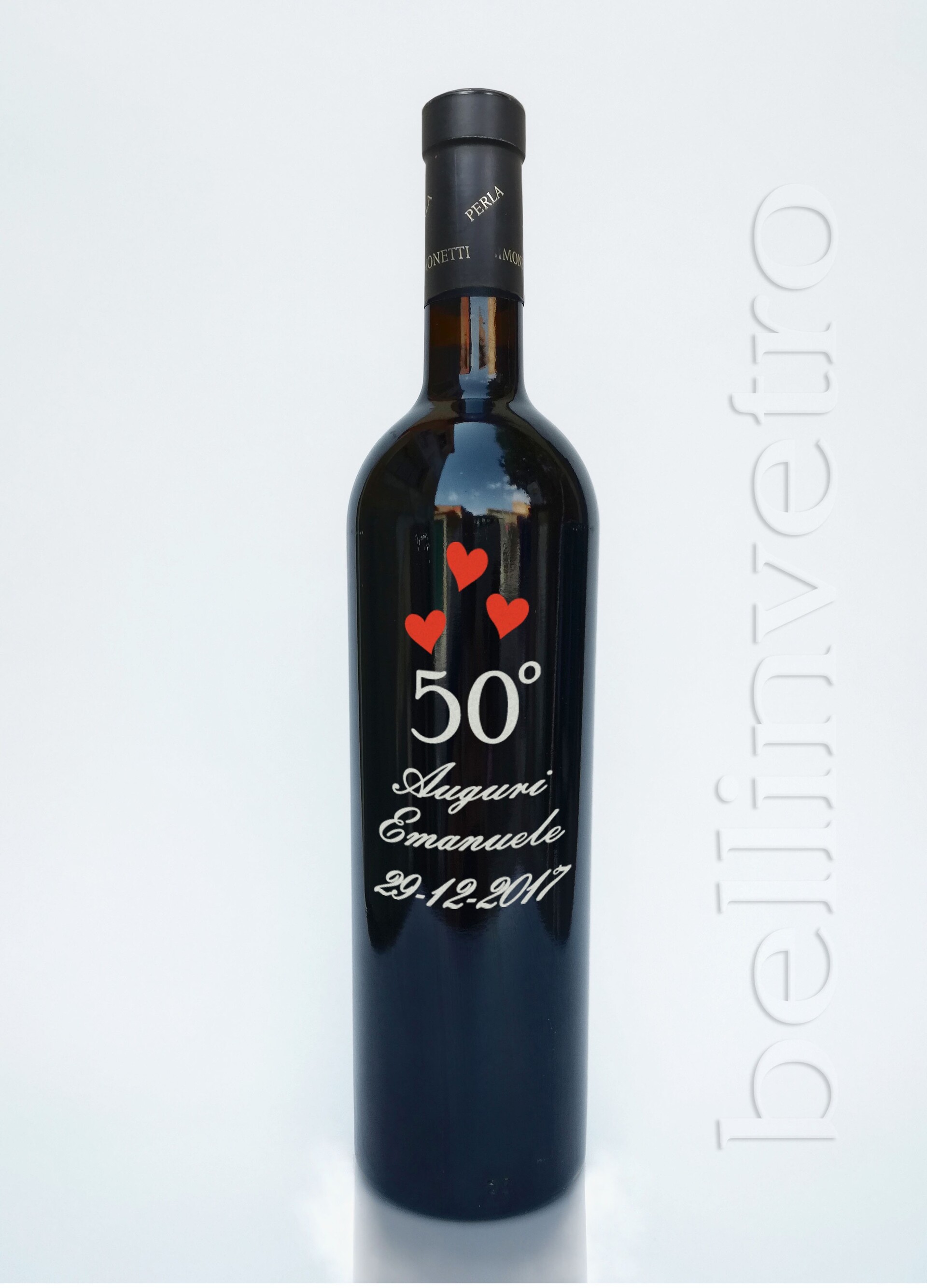 Bottiglia incisa e dipinta  a mano 50 anni VINO CANTINE PAOLINI 98