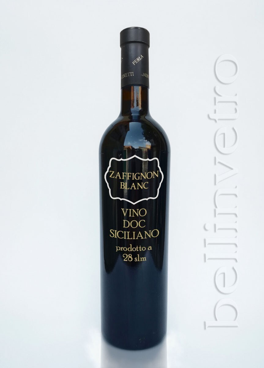 Bottiglia incisa e dipinta  a mano regalo aziendale VINO CANTINE PAOLINI 112