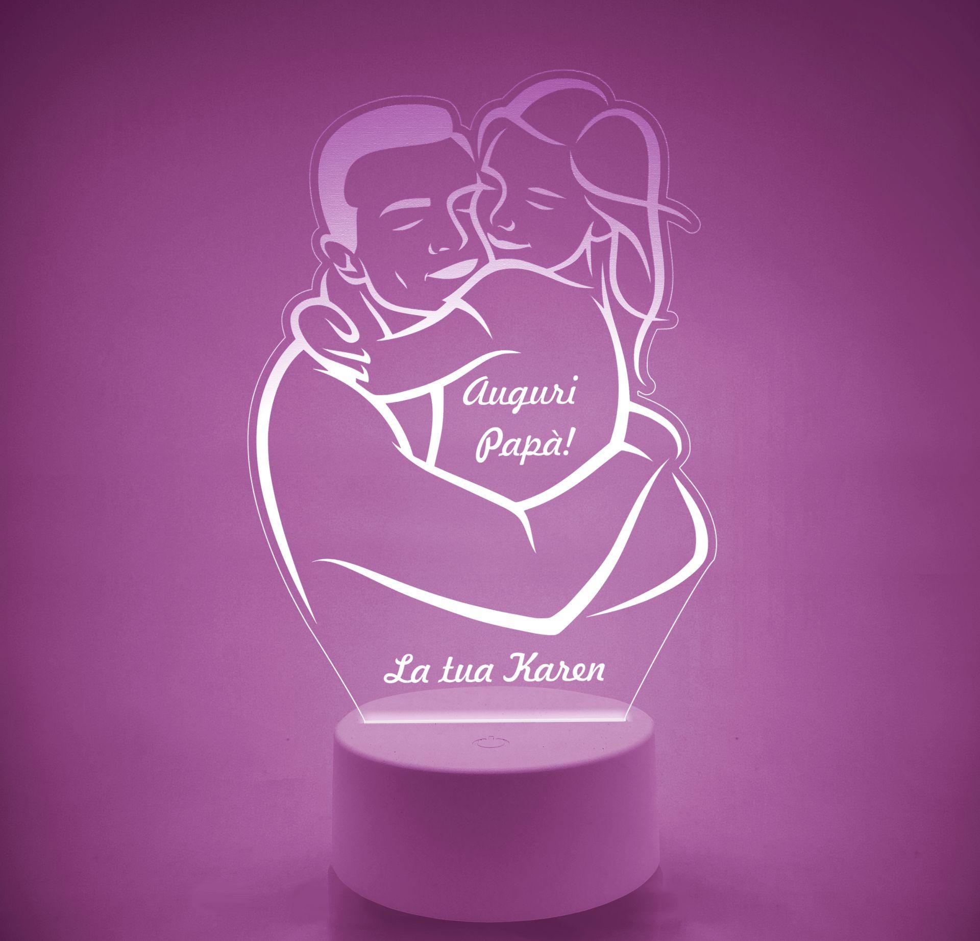 Lampada LED in plexiglass | NIGHT LIGHT | papà e bimba festa del papà BELLINVETRO VR 119