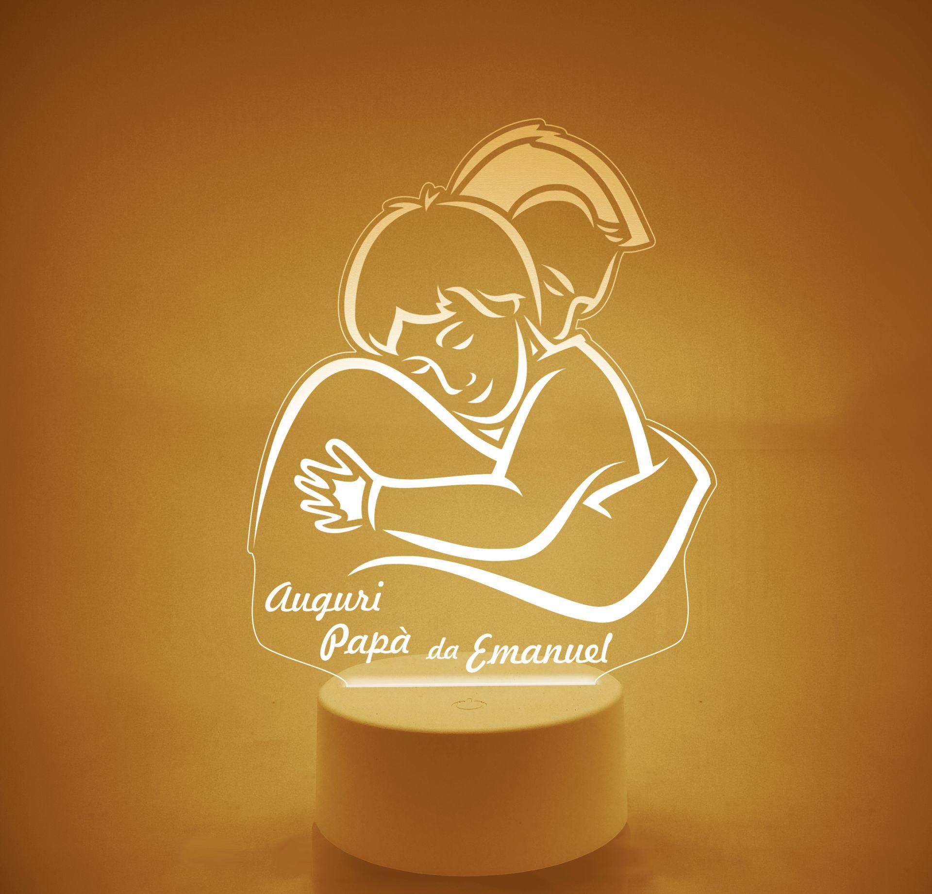 Lampada LED in plexiglass | NIGHT LIGHT | papà con bimbo | festa del papà BELLINVETRO VR 120