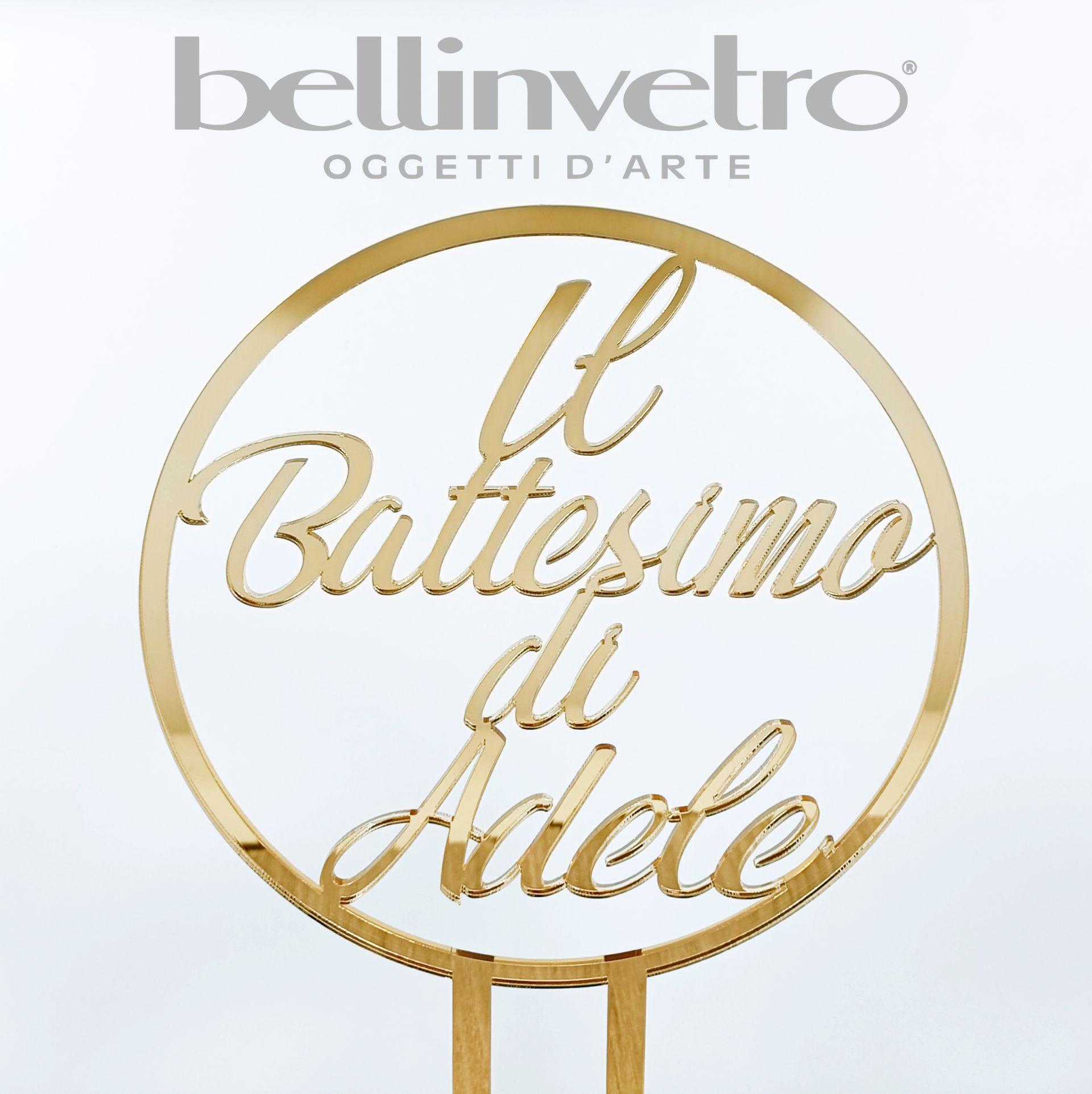 Topper cake il battesimo con nome a scelta in plexiglass specchiato  BELLINVETRO VR 162 - Corleone (Palermo)