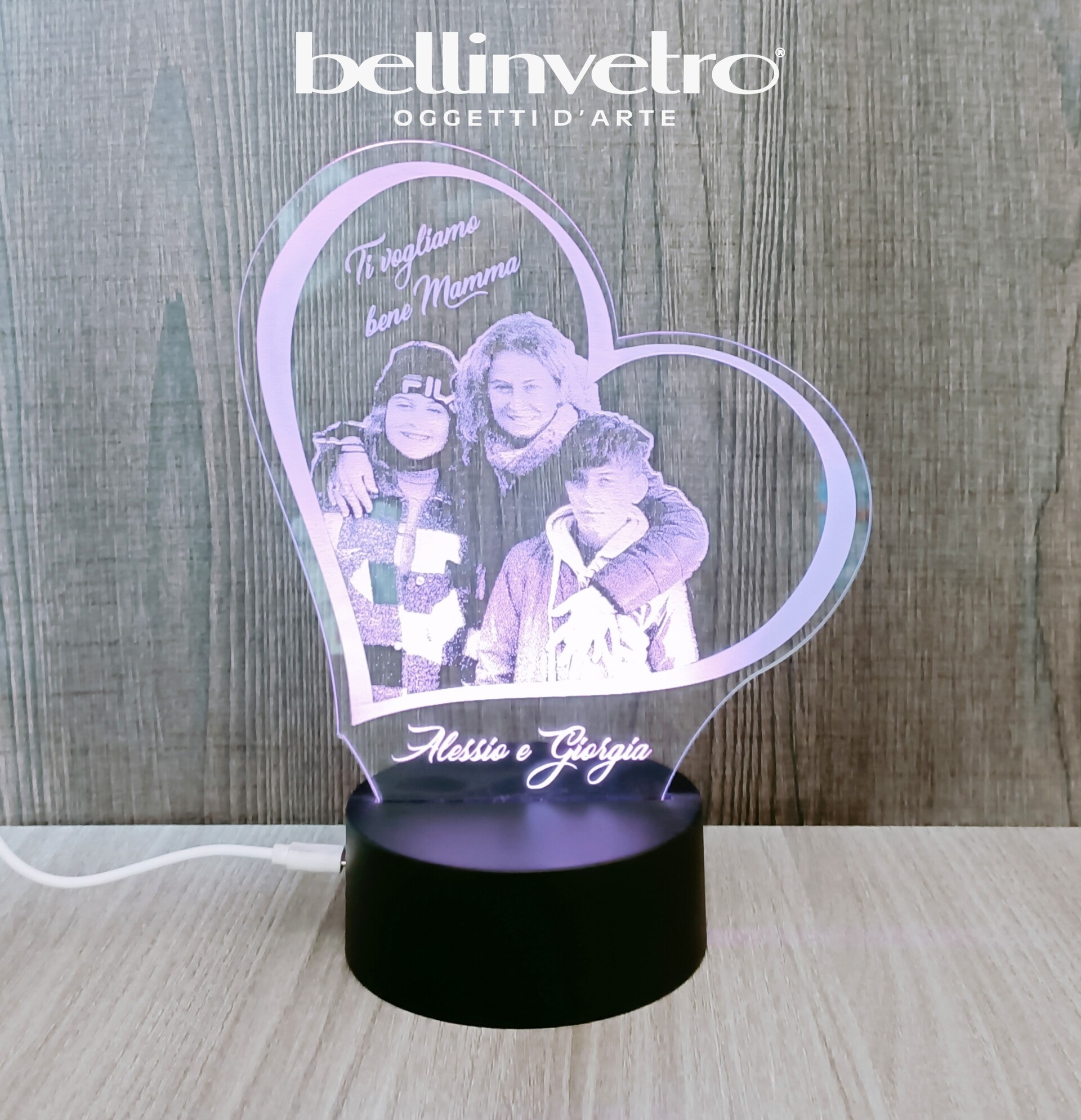 Lampada LED in plexiglass | NIGHT LIGHT | foto con ritratto BELLINVETRO VR 190