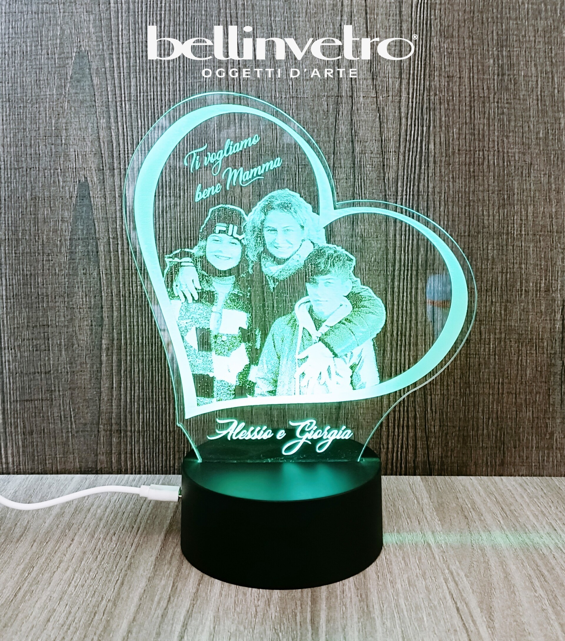 Lampada LED in plexiglass | NIGHT LIGHT | foto con ritratto BELLINVETRO VR 190