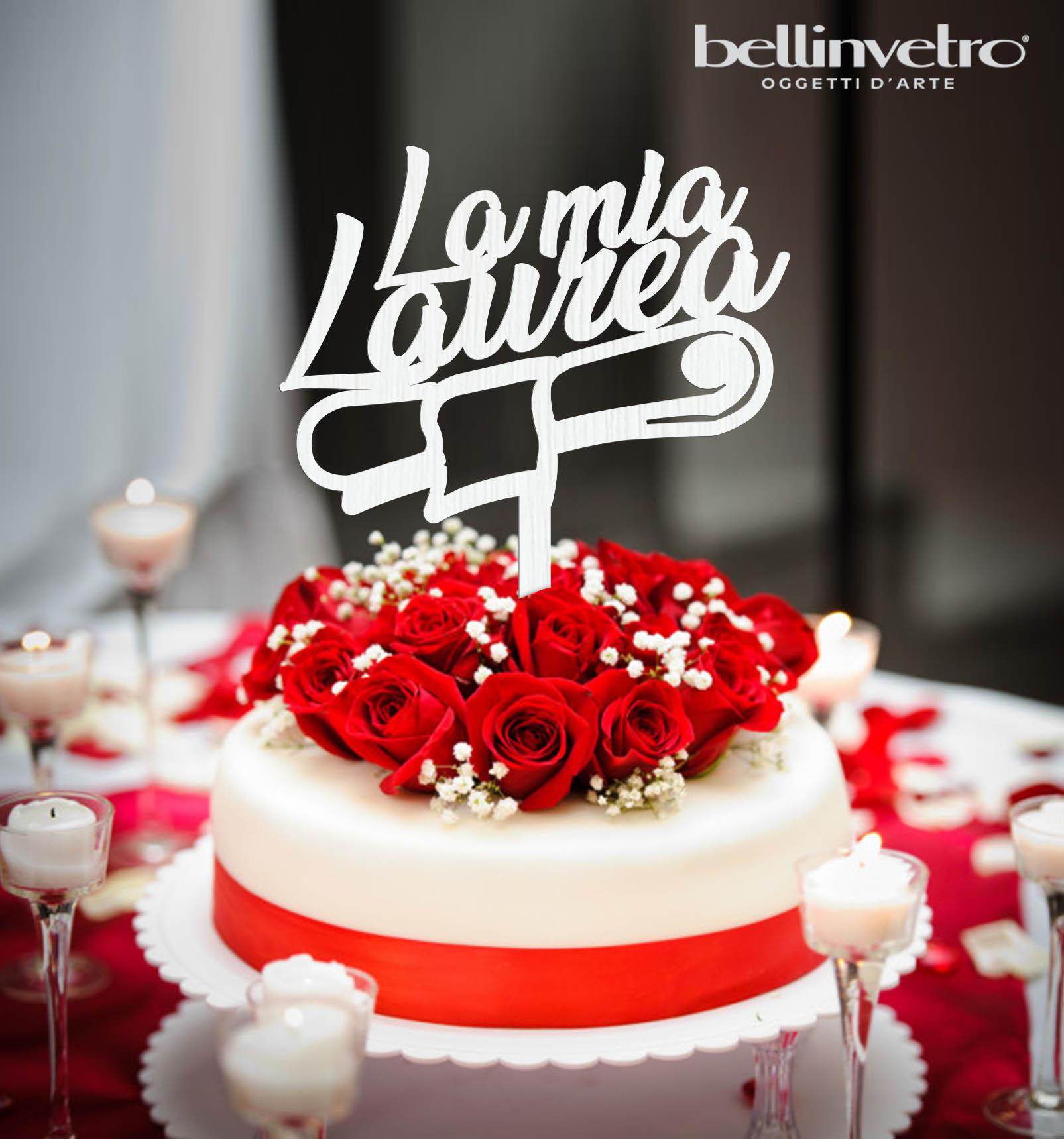 Topper cake la mia laurea con permamena in legno BELLINVETRO VR 228 -  Corleone (Palermo)