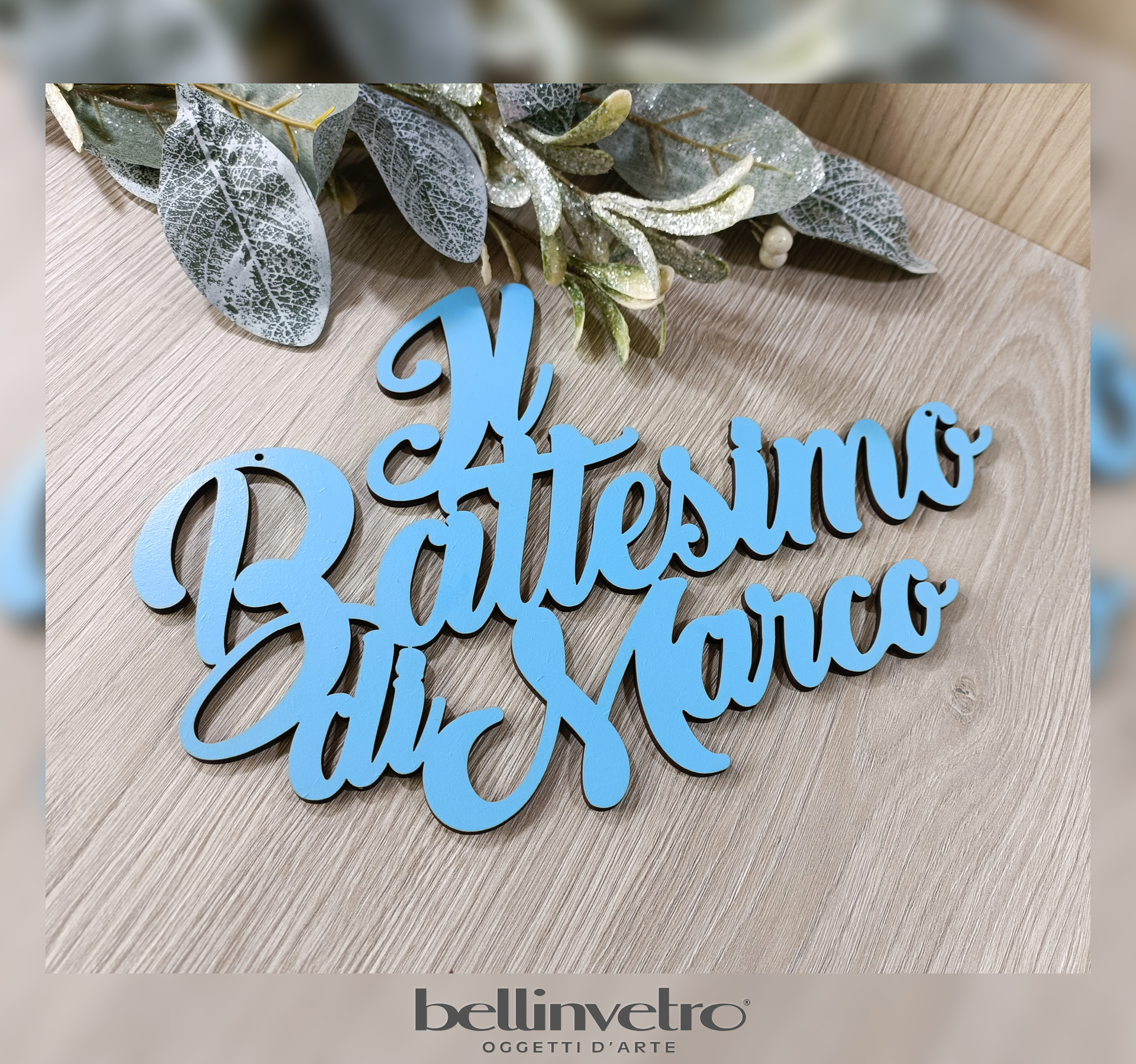 Scritte e nomi personalizzati in legno laccato o laminato su due/tre righe BELLINVETRO VR 158