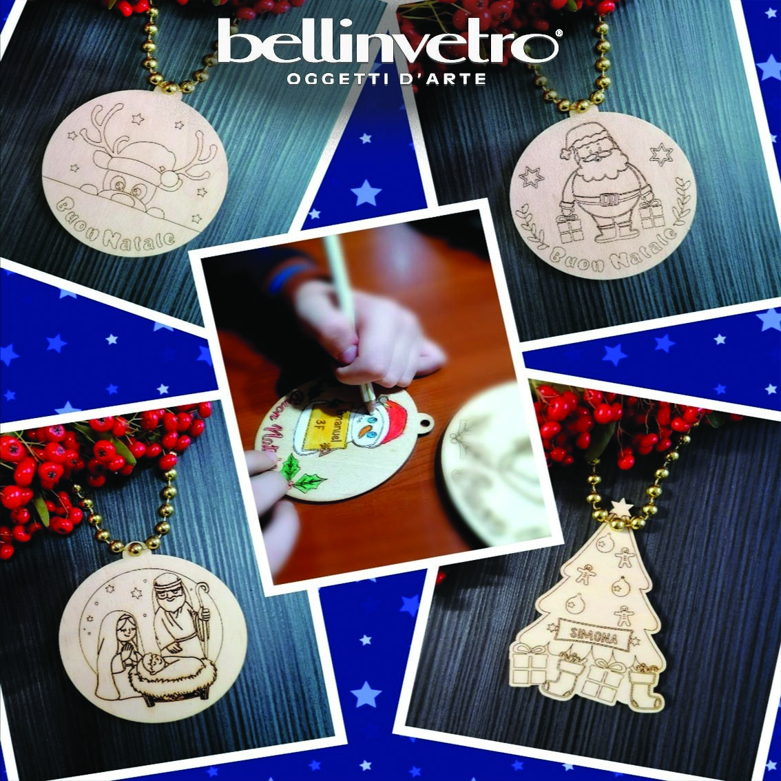 Palline natalizie in legno colorabili BELLINVETRO VR 81