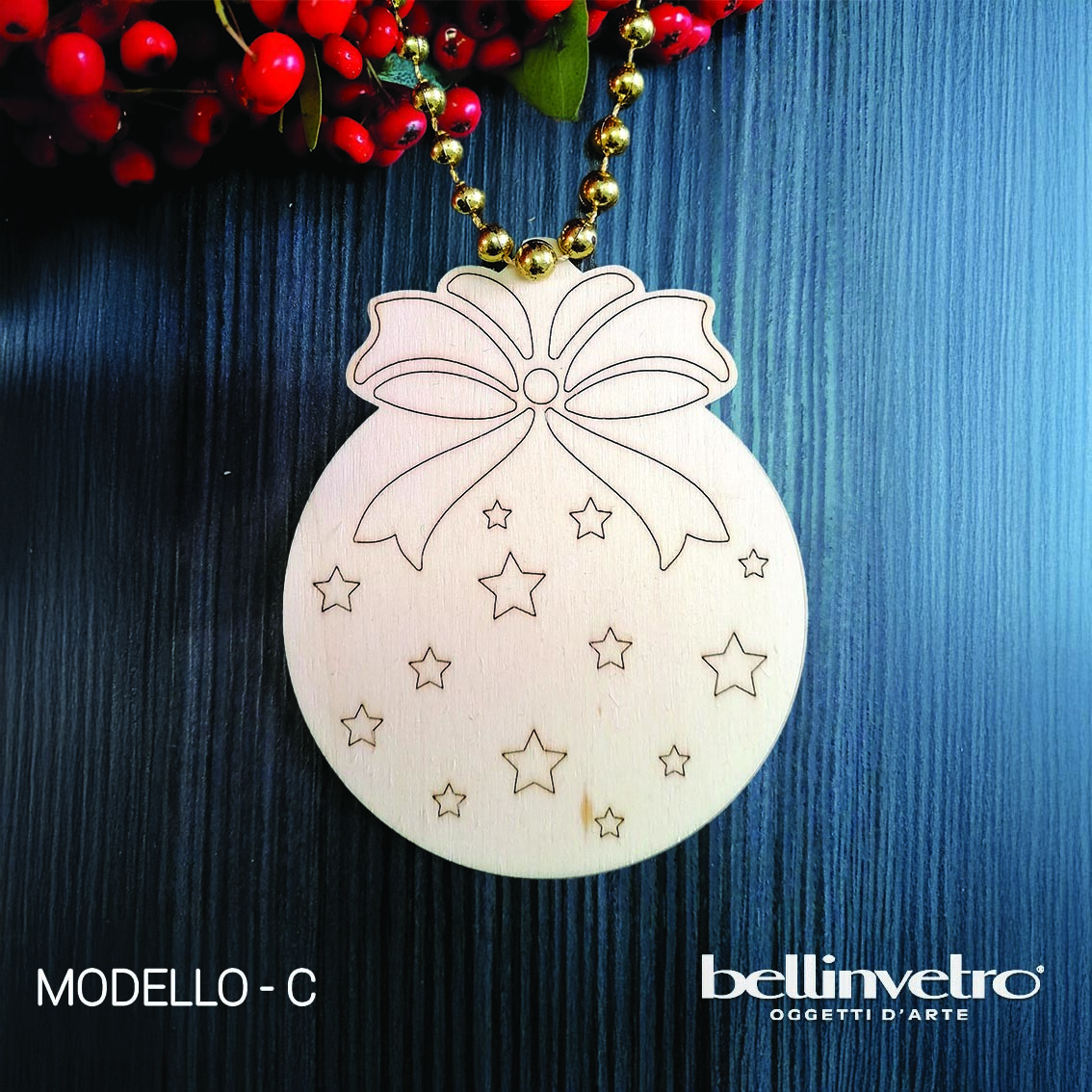 Palline natalizie in legno colorabili BELLINVETRO VR 81