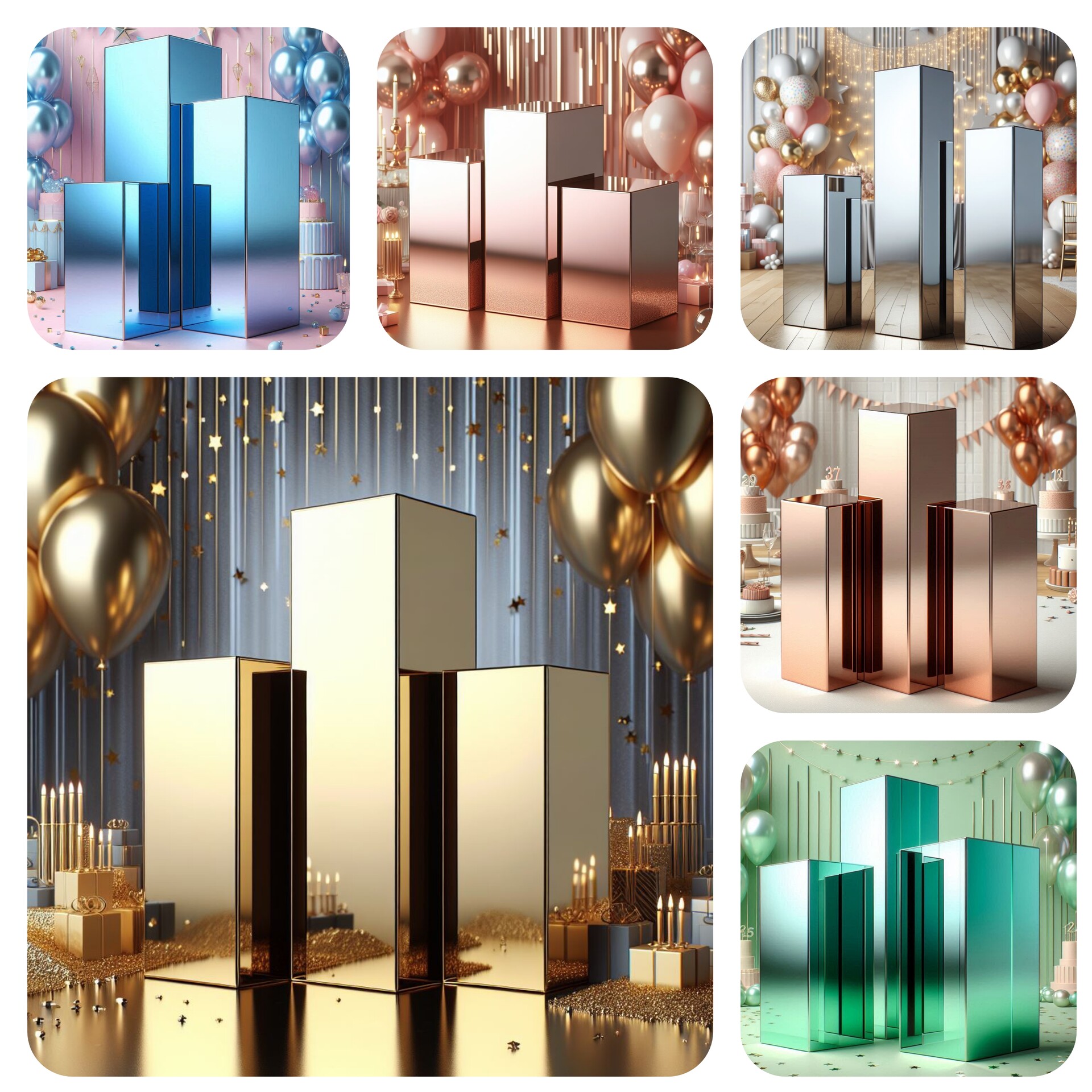 Teche | alzatine | cubi in plexiglass specchiate - TERMOPIEGATE - BELLINVETRO MISURE ASSORTITE