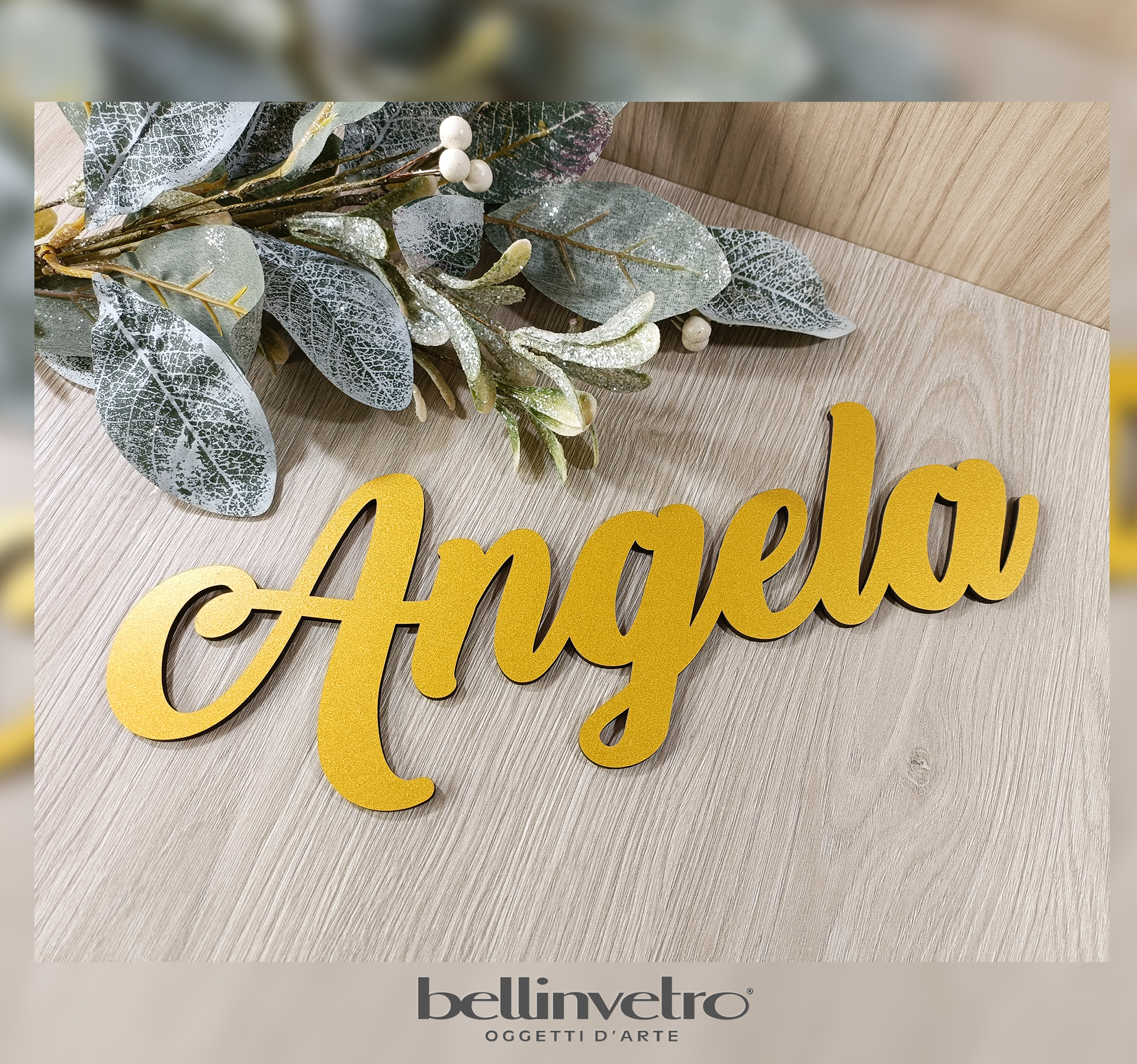 Scritte e nomi personalizzati in legno laccato o laminato su una riga BELLINVETRO VR 158
