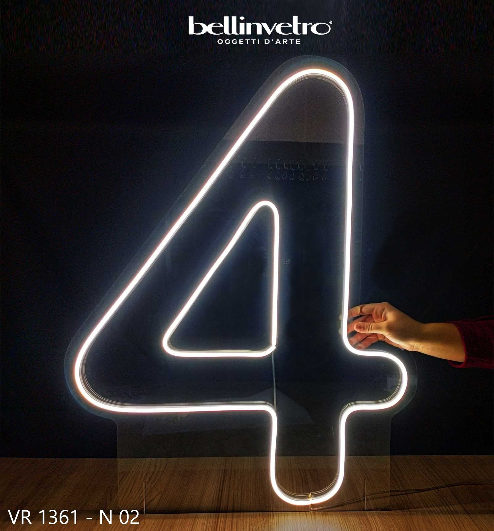 Numeri neon singoli doppia linea - monocolore o RGB da parete | d'appoggio BELLINVETRO VR 1361