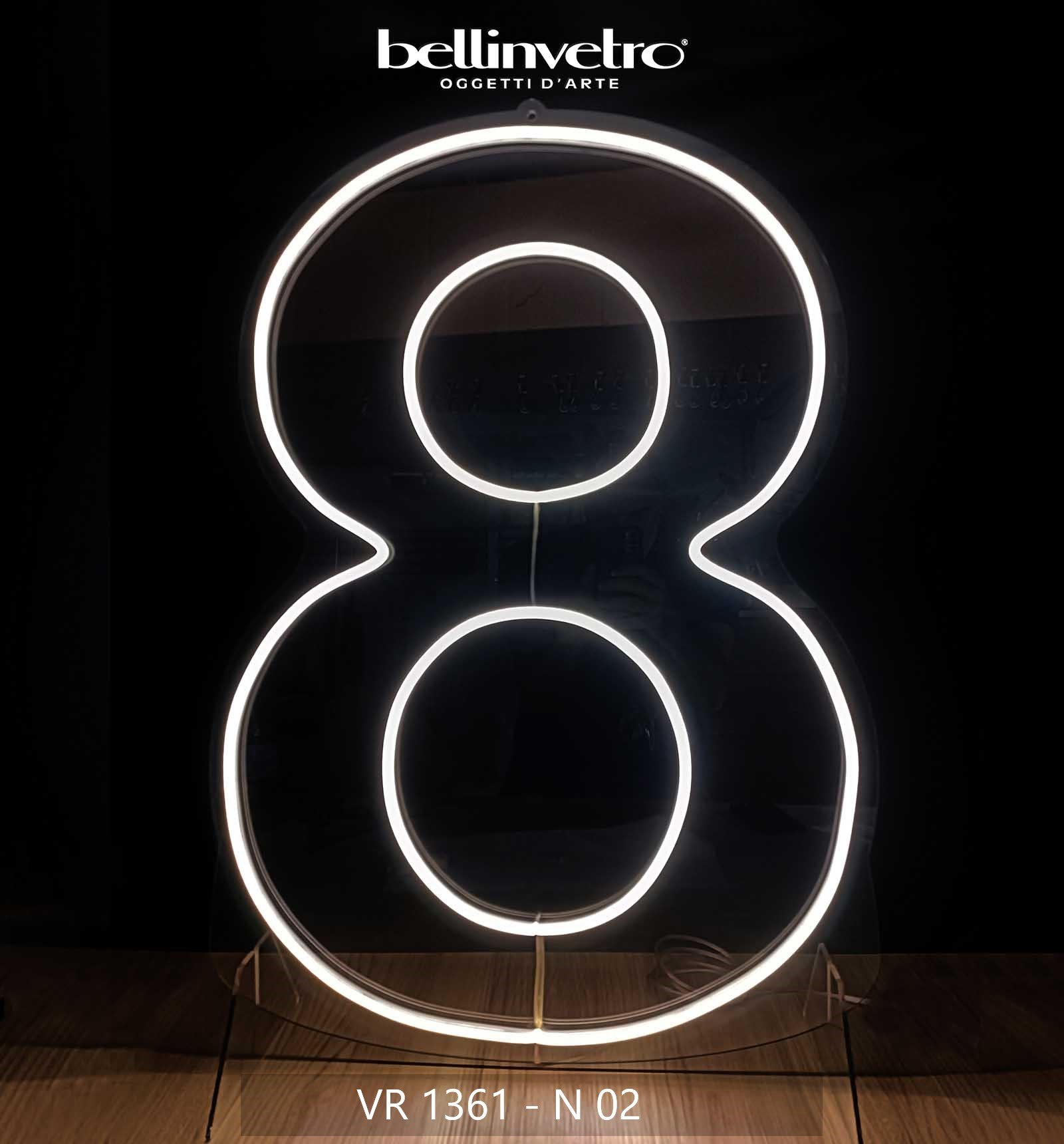 Numeri neon singoli doppia linea - monocolore o RGB da parete | d'appoggio BELLINVETRO VR 1361