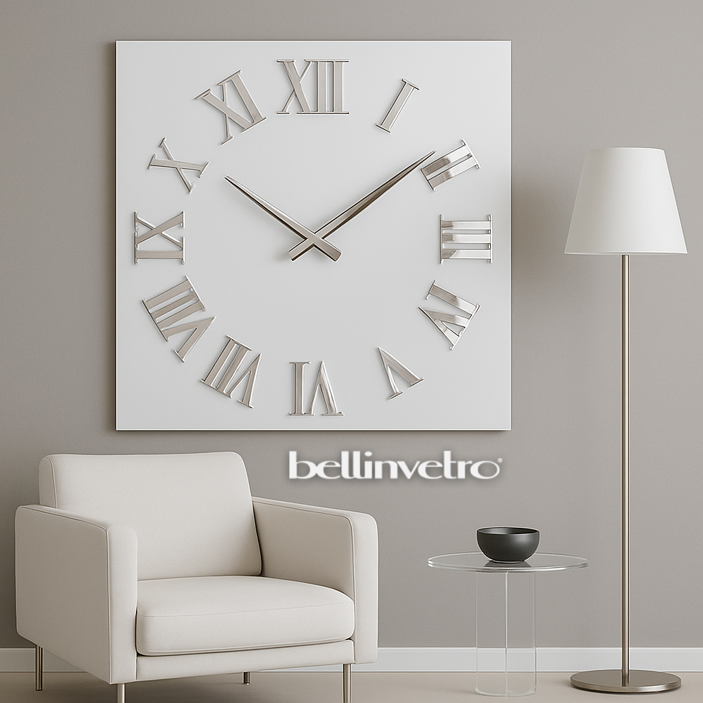 Orologio da parete in vetro laccato con numeri a rilievo BELLINVETRO VR 848