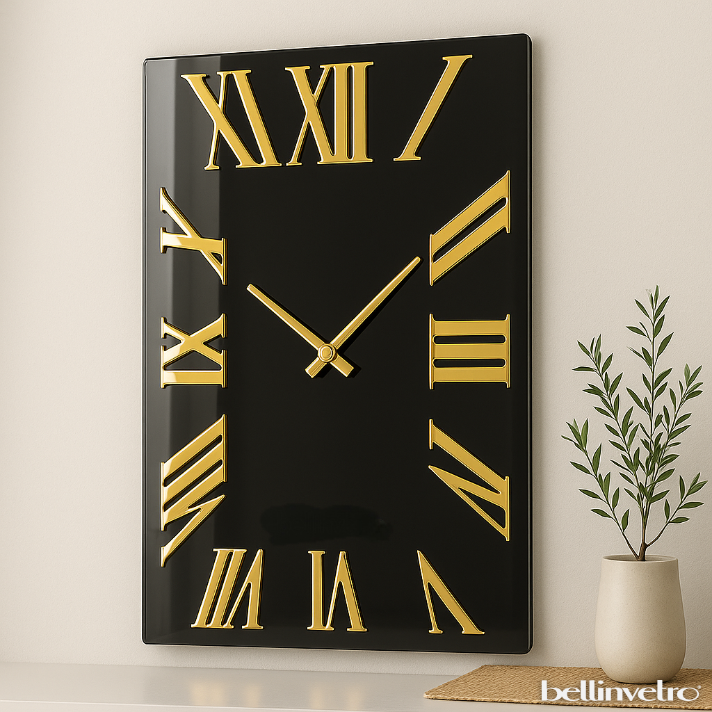Orologio da parete in vetro laccato con numeri a rilievo BELLINVETRO VR 848