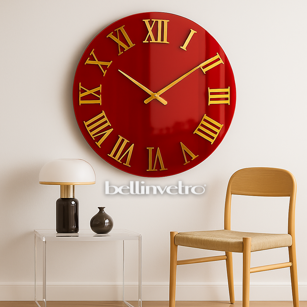 Orologio da parete in vetro laccato con numeri a rilievo BELLINVETRO VR 848