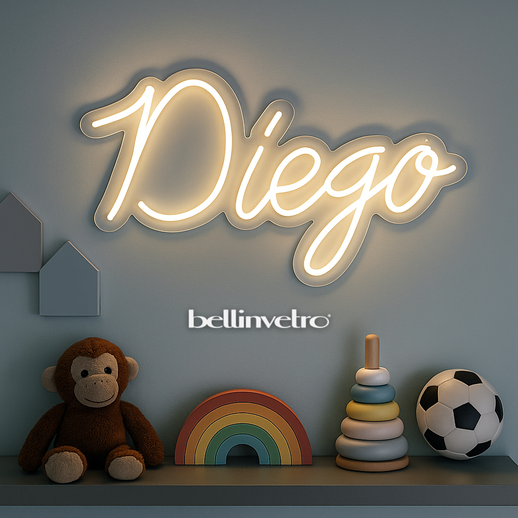 NOMI 🤩PROMO🤩 a neon led personalizzabili monocolore INCASSATI BELLINVETRO VR 318