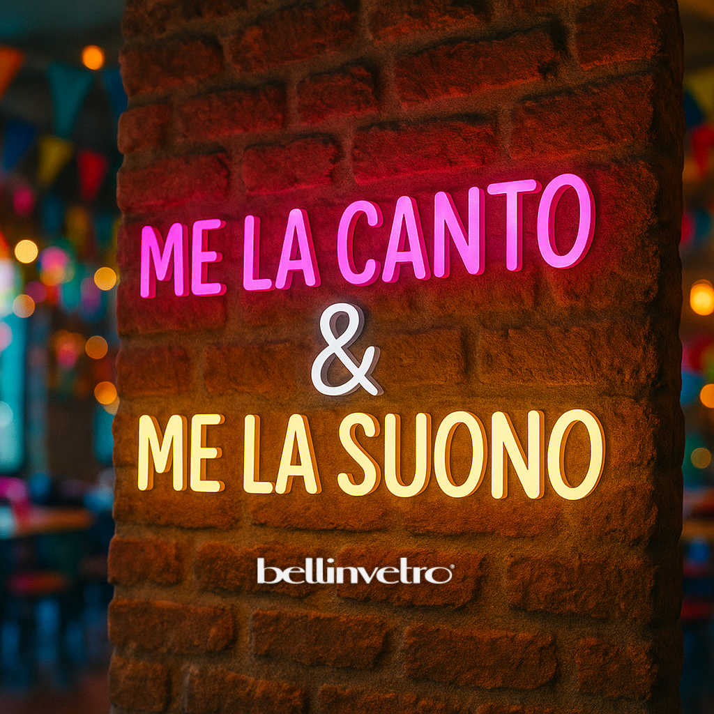 Insegna a neon led per locale BELLINVETRO LOGO AZIENDALE