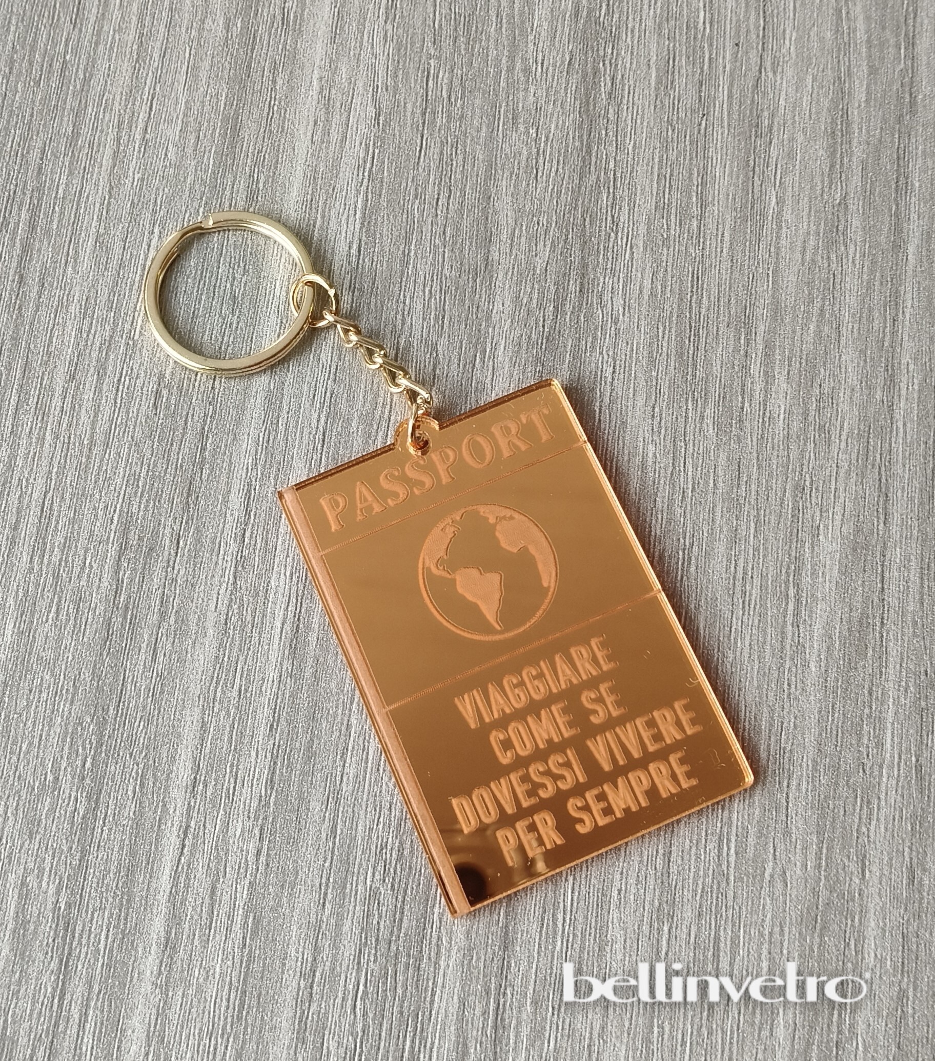 Portachiavi | calamite passaporto in plexiglass specchiato BELLINVETRO VR 1316