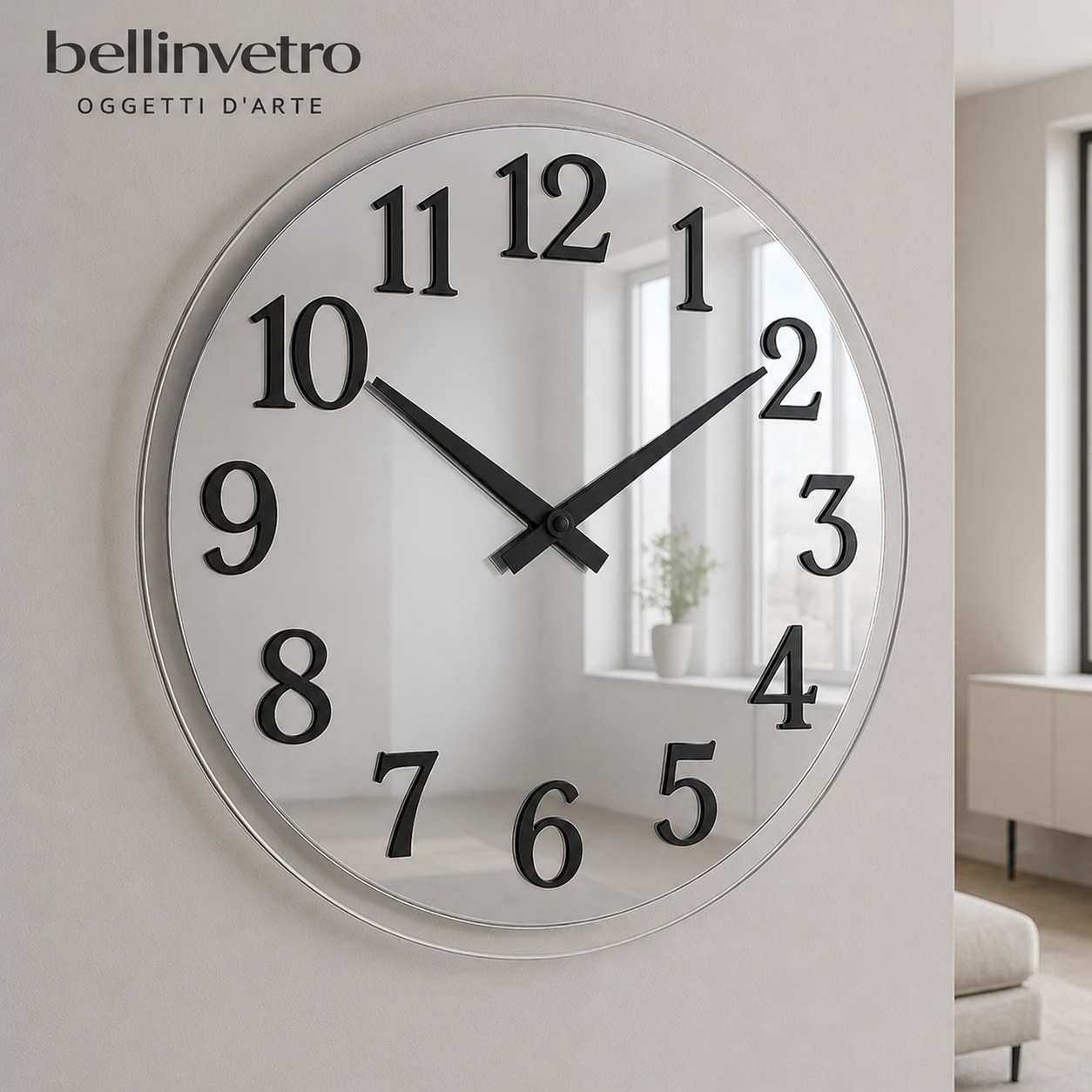 Orologio da parete in vetro laccato con numeri a rilievo BELLINVETRO VR 848