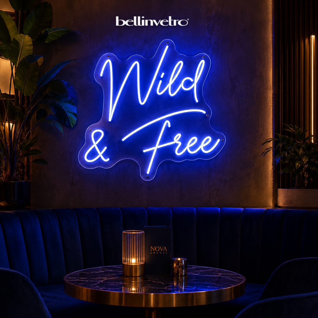 Insegna a neon led per locale BELLINVETRO LOGO AZIENDALE