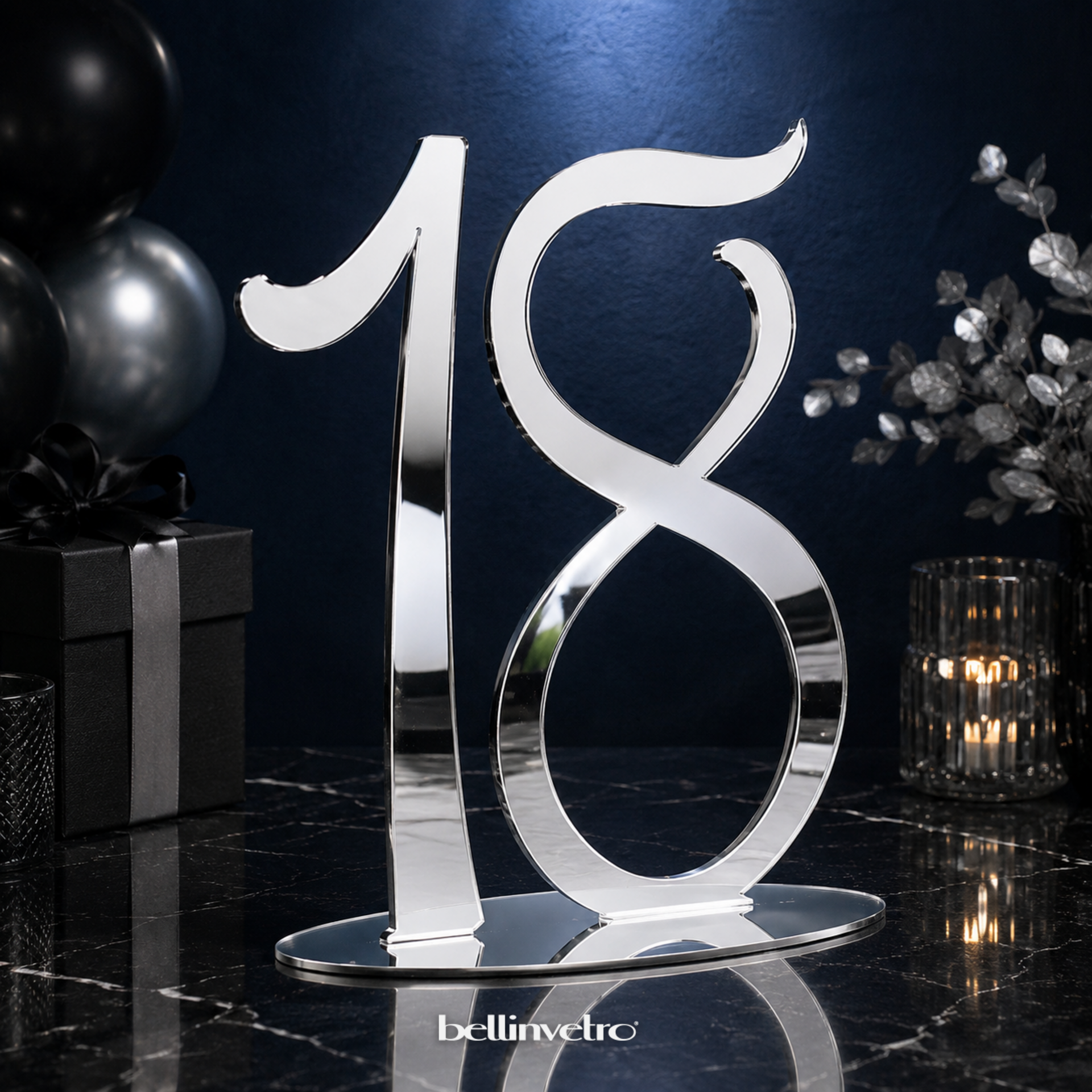 Numero in plexiglass specchiato | numero personalizzabile BELLINVETRO VR 436