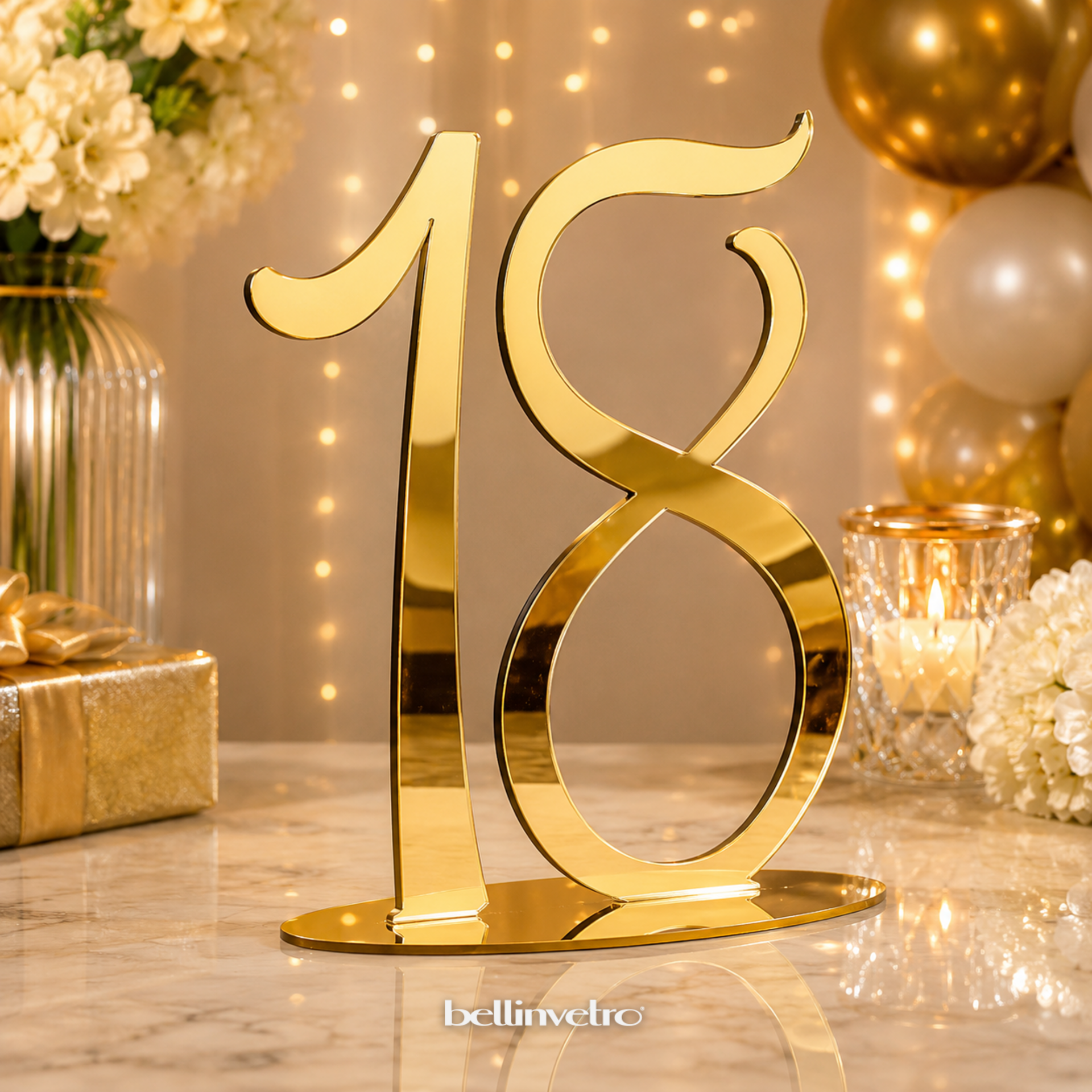 Numero in plexiglass specchiato | numero personalizzabile BELLINVETRO VR 436
