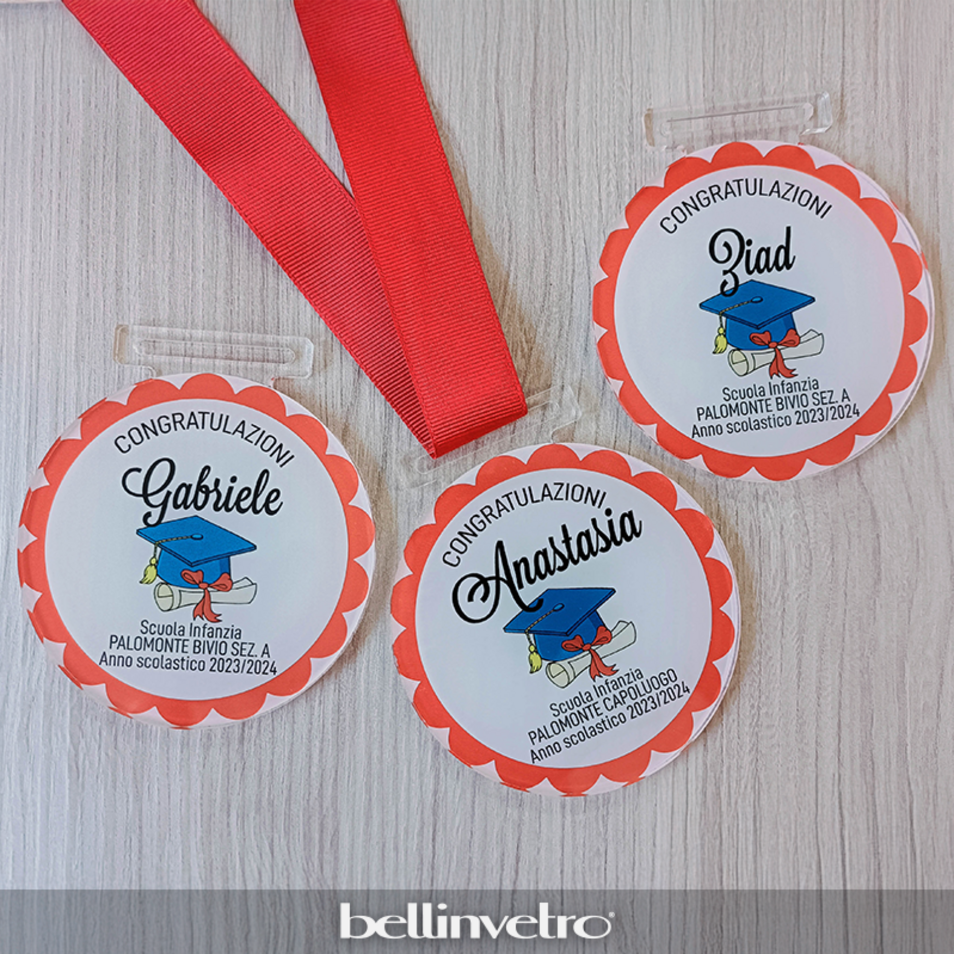 Medaglie in plexiglass personalizzate per eventi sportivi o scolastici BELLINVETRO VR-UV 1445