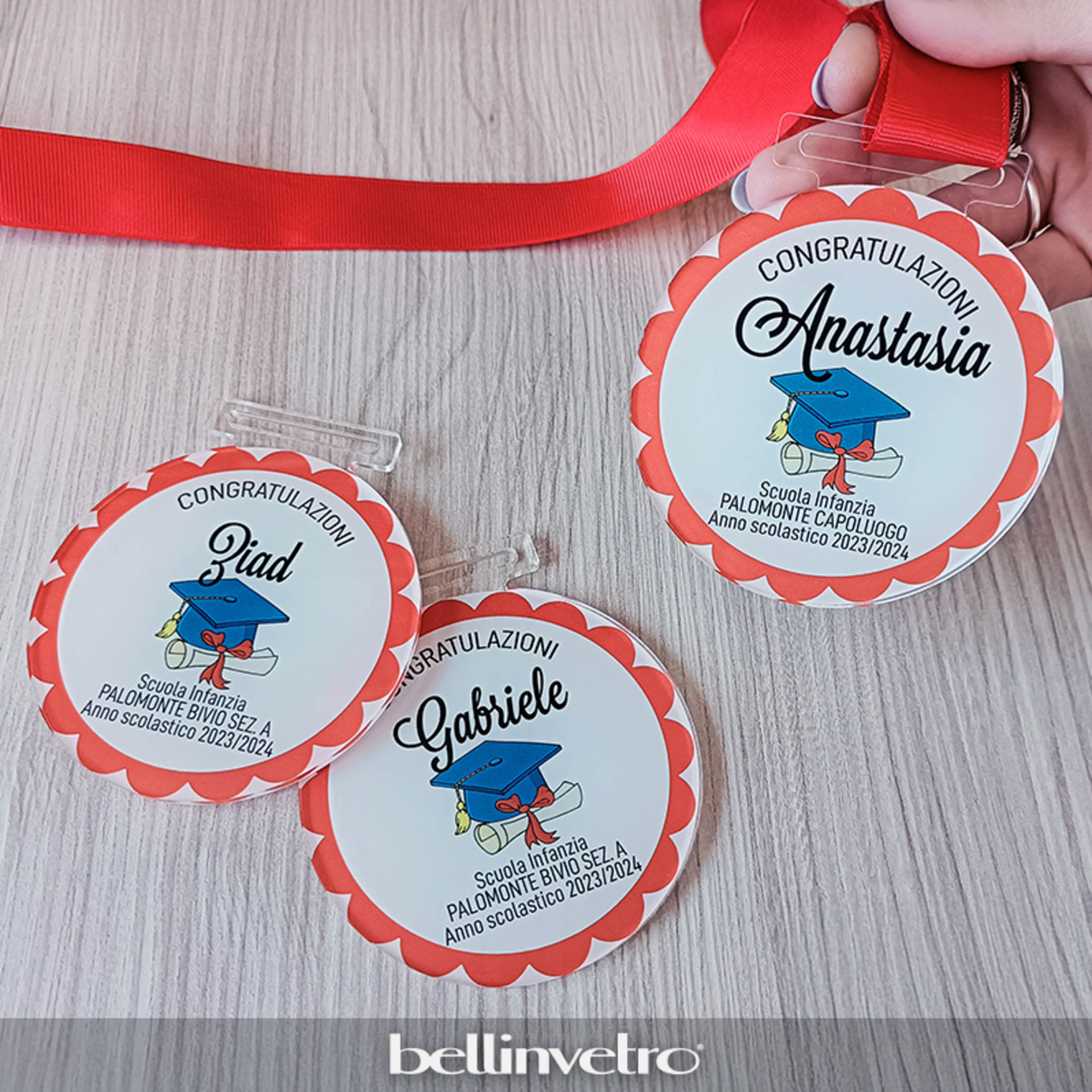 Medaglie in plexiglass personalizzate per eventi sportivi o scolastici BELLINVETRO VR-UV 1445