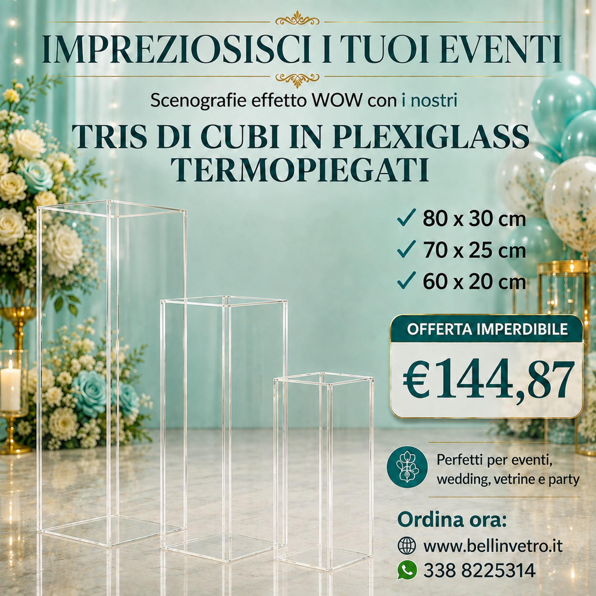 Cubi in plexiglass | PROMO IMPERDIBILE BELLINVETRO TERMOPIEGATI