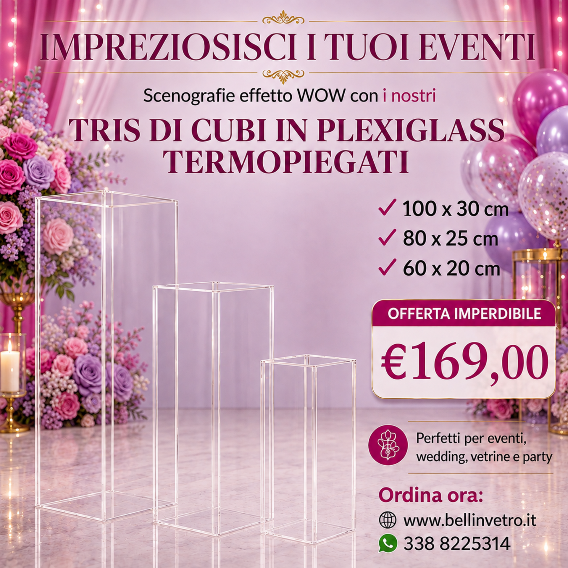 Cubi in plexiglass | PROMO IMPERDIBILE BELLINVETRO TERMOPIEGATI