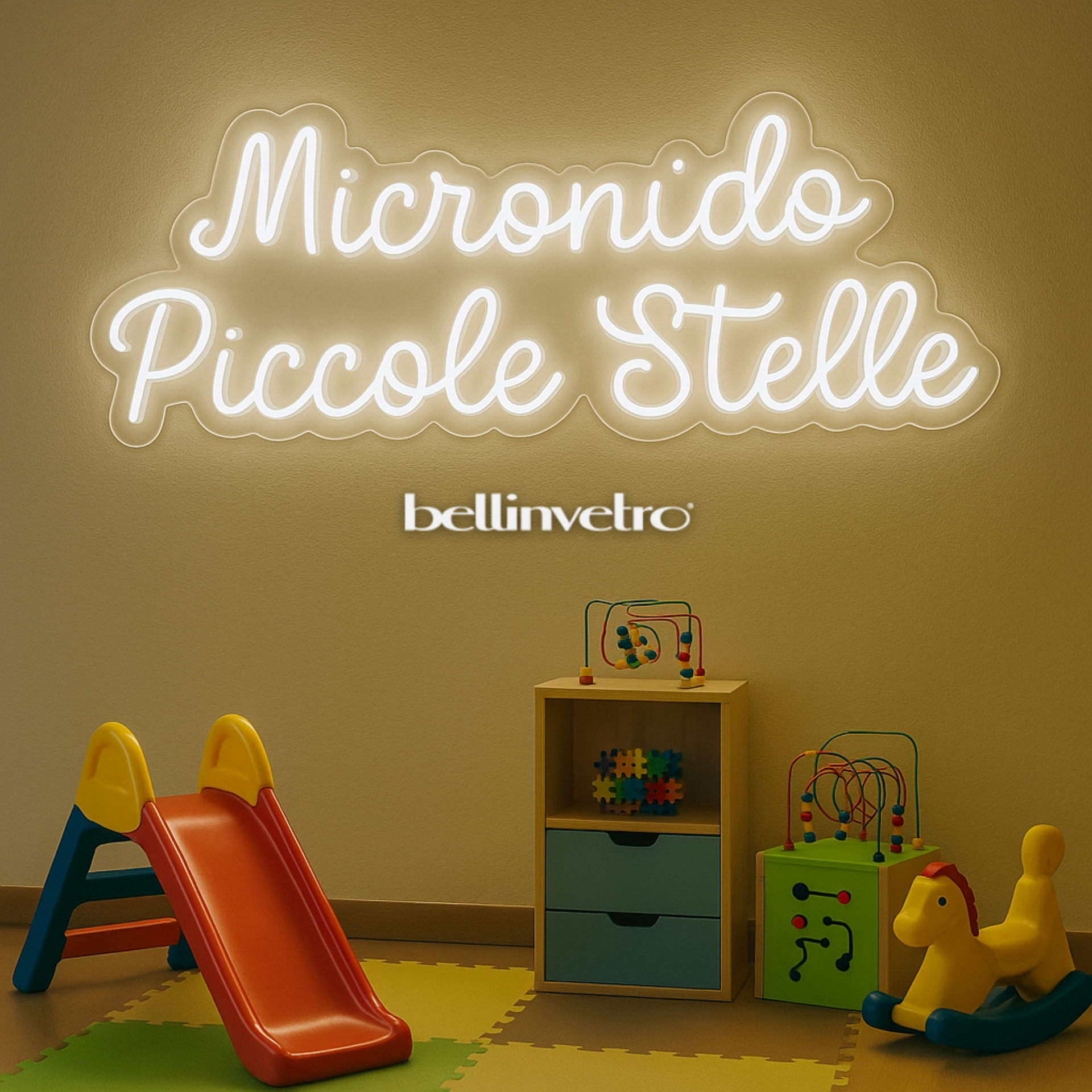 Insegna a neon led per locale BELLINVETRO LOGO AZIENDALE