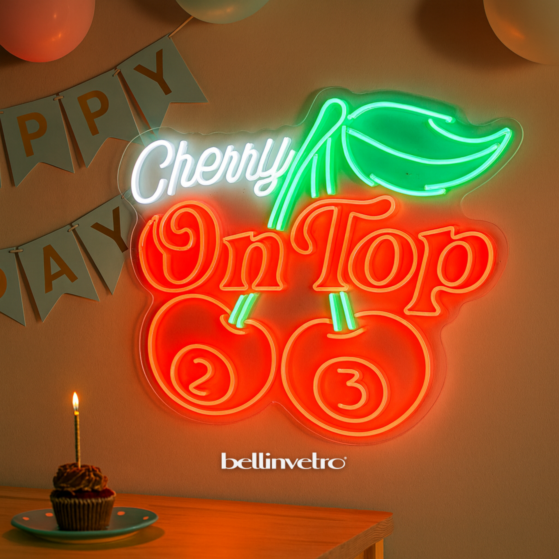 Insegna a neon led per locale BELLINVETRO LOGO AZIENDALE