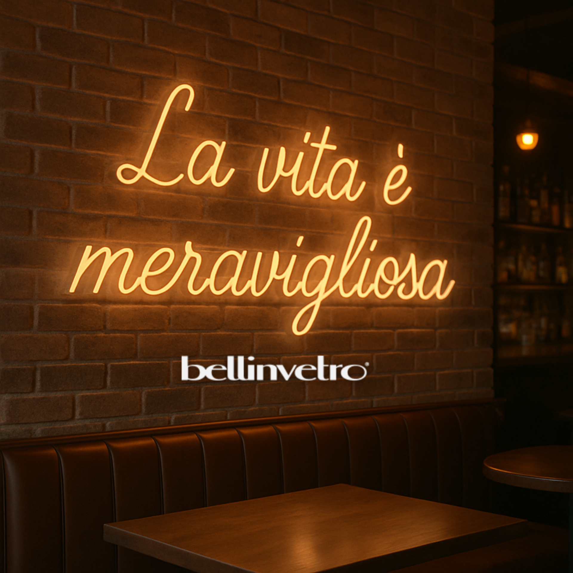 Insegna a neon led per locale BELLINVETRO LOGO AZIENDALE